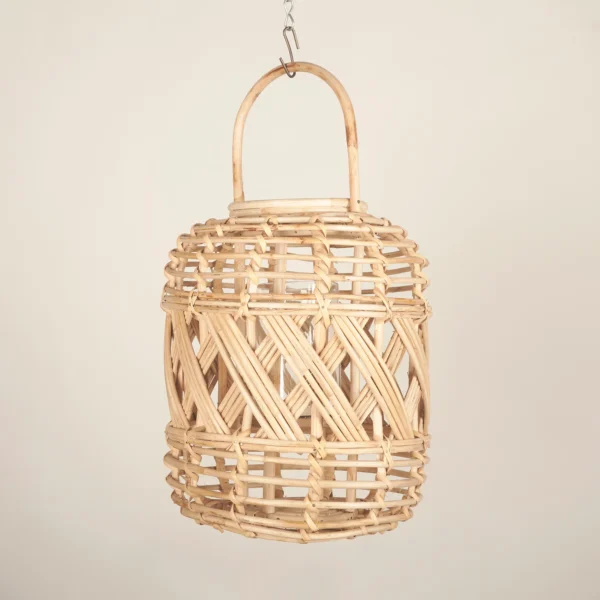 Wicker And Glass Lantern (Large)