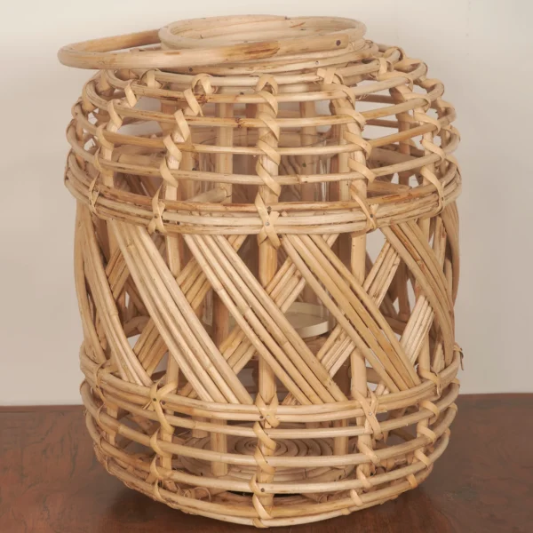 Wicker And Glass Lantern (Large) - Image 3