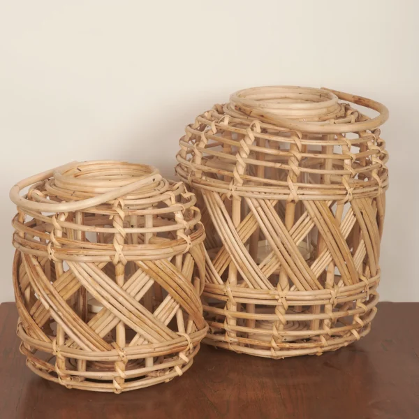 Wicker And Glass Lantern (Large) - Image 4