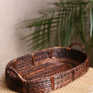 Handmade Sikki Oval Tray - Brown