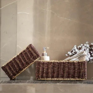 Handmade Sabai Grass Towel Basket- Combo/Brown