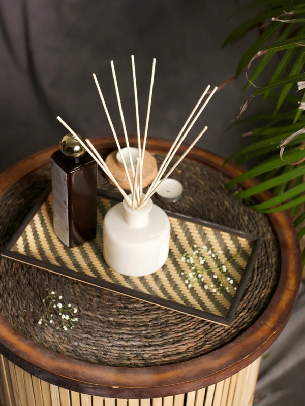 Handmade Bamboo Serving Tray - Black & Natural - Image 8