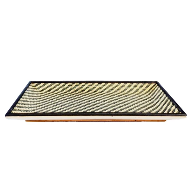 Handmade Bamboo Serving Tray - Black & Natural - Image 4