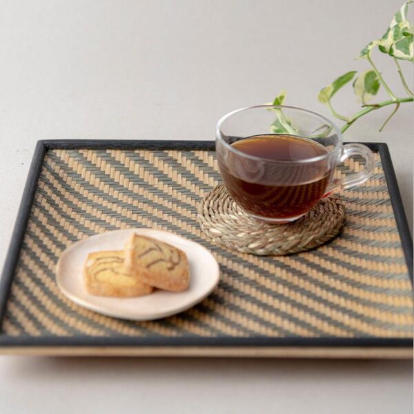 Handmade Bamboo Serving Tray - Black & Natural - Image 5