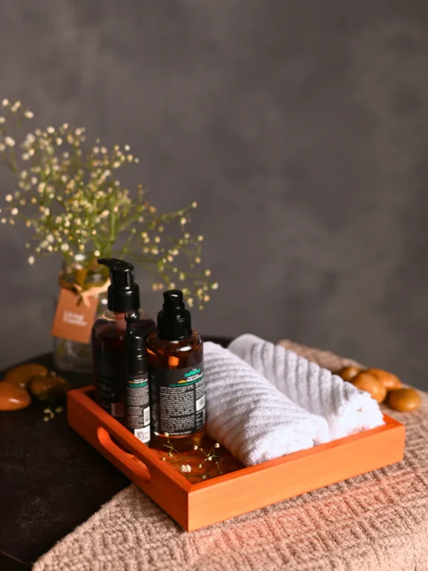 Handmade Bamboo Square Tray - Orange - Image 4