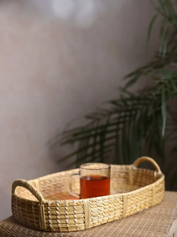 Handmade Sikki Oval Tray - Natural - Image 4